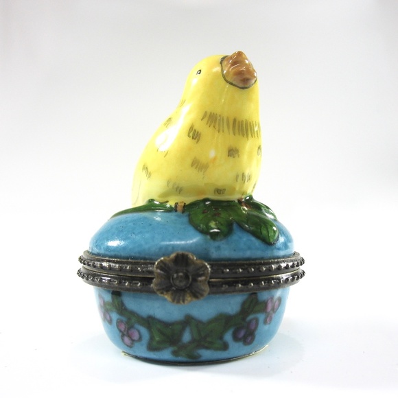 Vintage Enesco, Bird Ring Box, Figural, Ceramic, Yellow, Gift Idea, Collectible - Picture 9 of 10